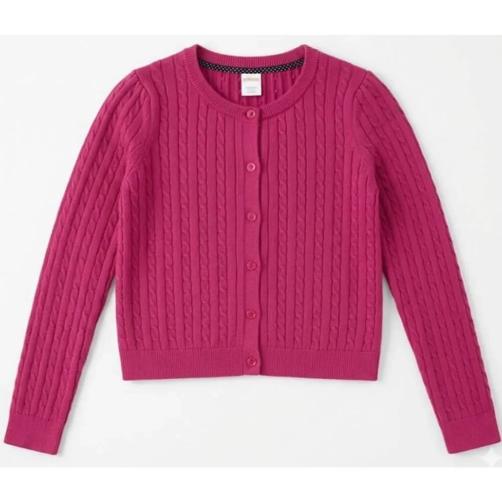 Gymboree girls size 12 pink cable knit sweater cardigan spring summer cotton